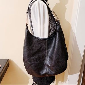 Pulicati • Black Leather Shoulder Bag, Silver